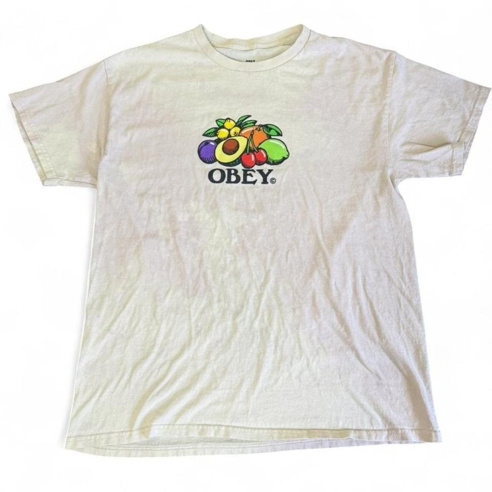 Obey cream and pink faded tee with fruit of the loom style‎ image